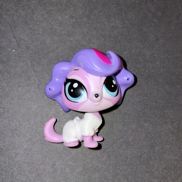 Littlest Pet Shop LPS #3708 Zoe Trent Maltese Dog Purple Blue Eyes Preowned - Picture 1 of 4